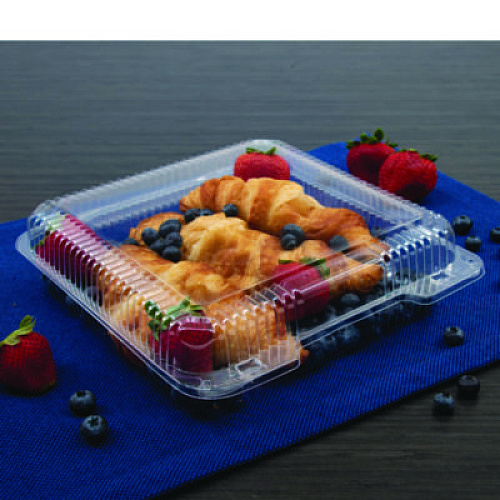 Dart StayLock Clear Hinged Lid Containers, 8.6 x 9 x 3, Clear, Plastic, 100/Pack, 2 Packs/Carton (C55UT1)