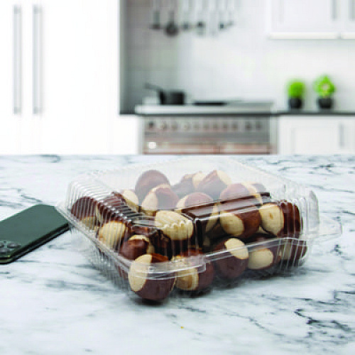 Dart StayLock Clear Hinged Lid Containers, 8.6 x 9 x 3, Clear, Plastic, 100/Pack, 2 Packs/Carton (C55UT1)