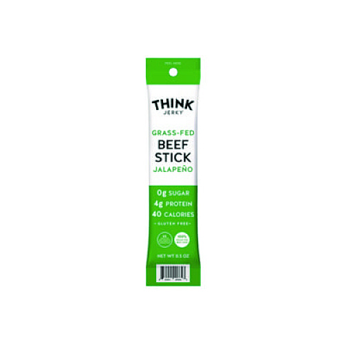 Think Jerky Jalapeno 100% Grass-Fed Beef Sticks, 1 oz Individually Wrapped Sticks, 20/Carton (33700003)