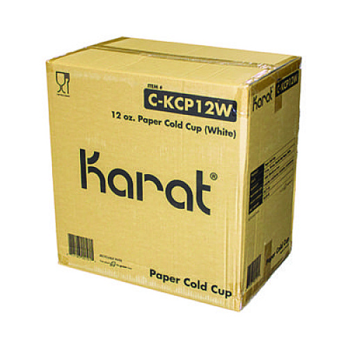 Karat Double Poly Paper Cold Cups, 12 oz, White, 1,000/Carton (CKCP12W)