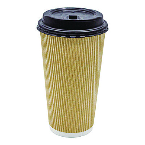 Karat Ripple Hot Cups, 20 oz, Paper, Kraft/White, 500/Carton (CKRC520)