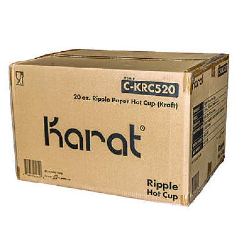 Karat Ripple Hot Cups, 20 oz, Paper, Kraft/White, 500/Carton (CKRC520)