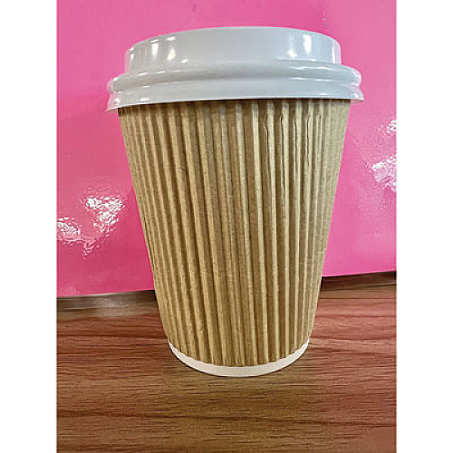 Karat Ripple Hot Cups, 8 oz, Paper, Kraft/White, 500/Carton (CKRC508)