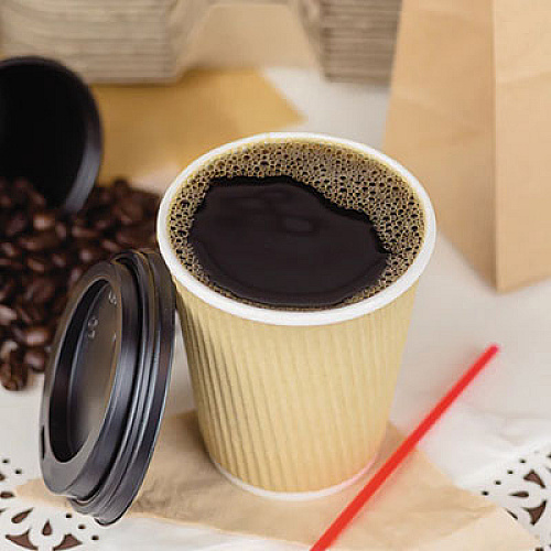 Karat Ripple Hot Cups, 8 oz, Paper, Kraft/White, 500/Carton (CKRC508)