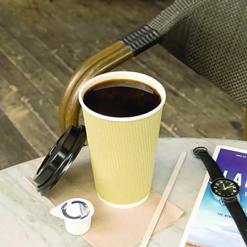 Karat Ripple Hot Cups, 16 oz, Paper, Kraft/White, 500/Carton (CKRC516)
