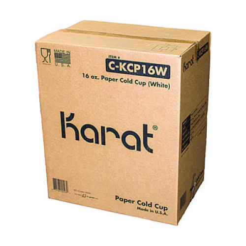 Karat Double Poly Paper Cold Cups, 16 oz, White, 1,000/Carton (CKCP16W)