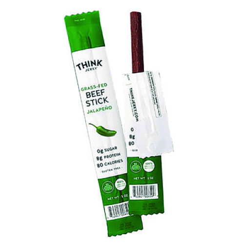 Think Jerky Jalapeno 100% Grass-Fed Beef Sticks, 1 oz Individually Wrapped Sticks, 20/Carton (33700003)