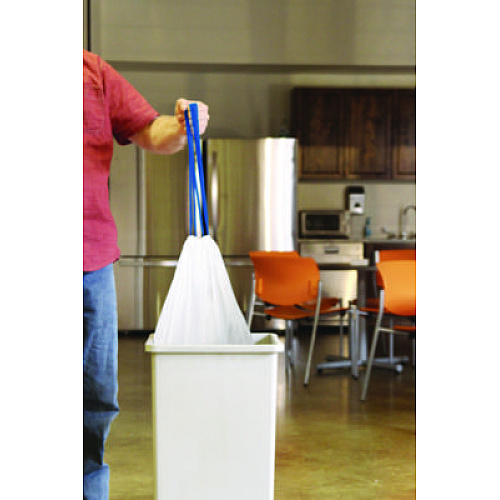 BlueCollar Drawstring Trash Bags, Drawstring, 13 gal, 24" x 28", White, 40 Bags/Roll, 2 Rolls/Box (N4828EWRC1)