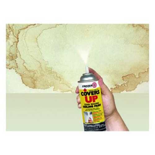 Zinsser Covers Up Ceiling Paint and Primer, Interior, Flat White, 13 oz Aerosol Can, 6/Carton (3688CT)