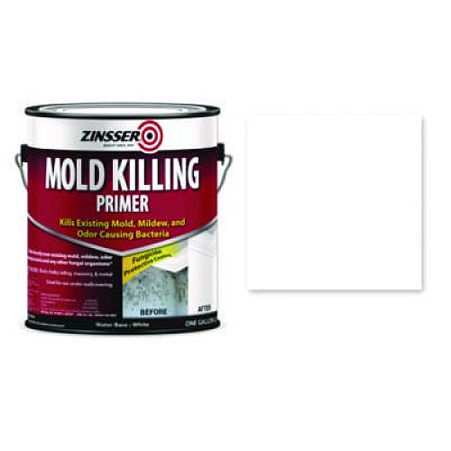 Zinsser Mold Killing Primer, Interior/Exterior, Flat White, 1 gal Bucket/Pail, 2/Carton (276049CT)