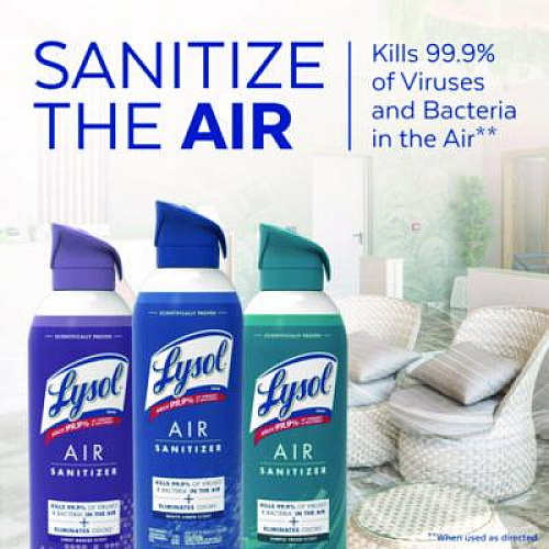 LYSOL Brand Air Sanitizer Spray, Light Breeze Scent, 10 oz Aerosol Can, 6/Carton (99394CT)