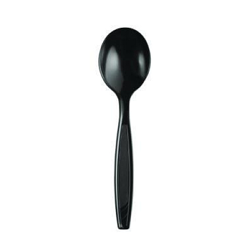 Dixie Individually Wrapped Heavyweight Soup Spoons, 5.75", Plastic, Black, 1,000/Carton (SH53C7)