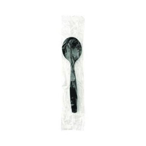Dixie Individually Wrapped Heavyweight Soup Spoons, 5.75", Plastic, Black, 1,000/Carton (SH53C7)