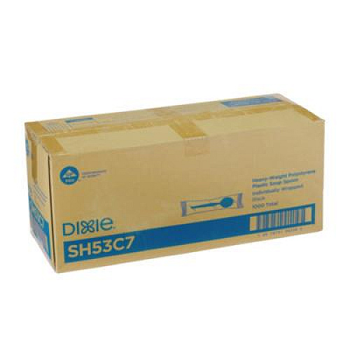 Dixie Individually Wrapped Heavyweight Soup Spoons, 5.75", Plastic, Black, 1,000/Carton (SH53C7)