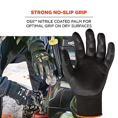 ergodyne ProFlex 7001 Nitrile-Coated Gloves, EN388: 4121X, 8.25" Long, X-Small, Black, 12 Pairs/Carton (17851)