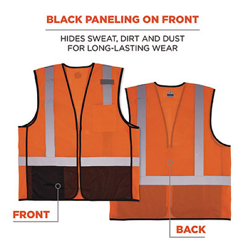 ergodyne GloWear 8210Z Hi-Vis Class 2 Mesh Vest, Large to X-Large, Orange (23025)