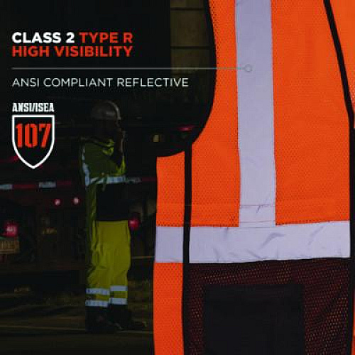 ergodyne GloWear 8210Z Hi-Vis Class 2 Mesh Vest, 4X-Large to 5X-Large, Orange (23029)
