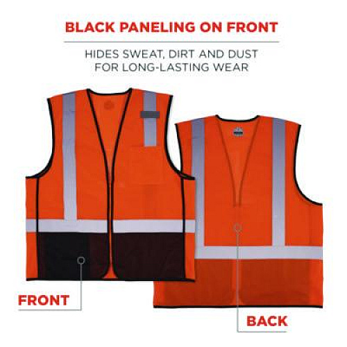 ergodyne GloWear 8210Z Hi-Vis Class 2 Mesh Vest, 4X-Large to 5X-Large, Orange (23029)