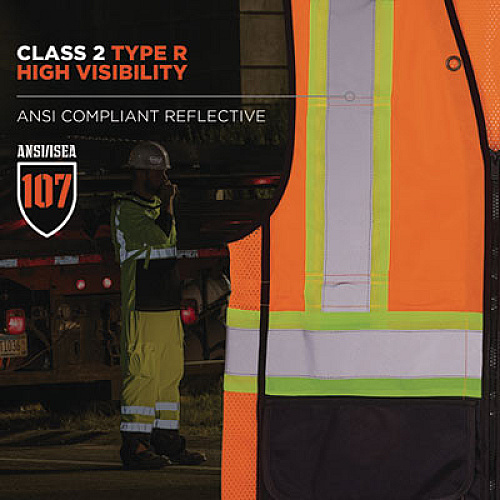ergodyne GloWear 8251HDZ Class 2 Two-Tone Hi-Vis Safety Vest, Large to X-Large, Orange (23045)