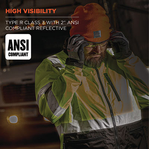 ergodyne GloWear 8351 Class 3 Hi-Vis Windbreaker Water-Resistant Jacket, 4X-Large, Orange (23438)