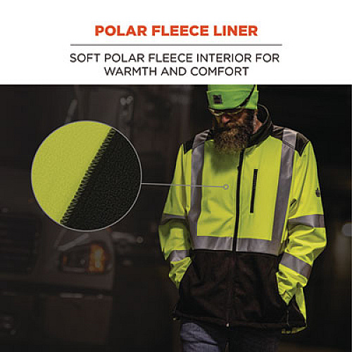 ergodyne GloWear 8353 Class 3 Hi-Vis Softshell Water-Resistant Jacket, Medium, Lime (23523)