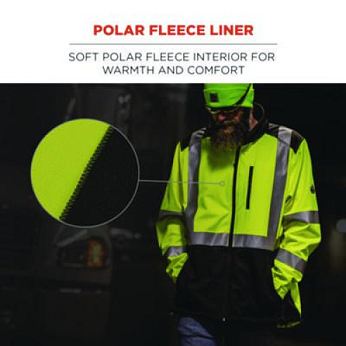 ergodyne GloWear 8353 Class 3 Hi-Vis Softshell Water-Resistant Jacket, 4X-Large, Lime (23528)