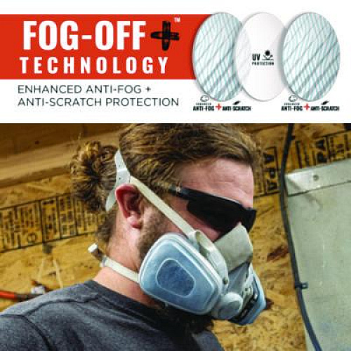 ergodyne Skullerz DELLENGER Anti-Scratch Anti-Fog Safety Glasses with Adjustable Temples, Matte Black Half Frame, Smoke Single Lens (50067)