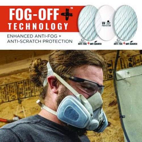 ergodyne Skullerz DELLENGER Anti-Scratch Anti-Fog Safety Glasses, Adjustable Temples, Matte Black Half Frame, Clear Single I/O Lens (50068)