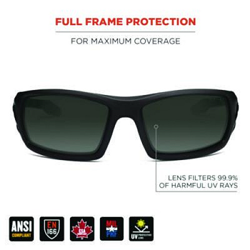 ergodyne Skullerz ODIN Anti-Scratch Enhanced Anti-Fog Safety Glasses, Matte Black Full Frame, Smoke Dual Lens (50435)