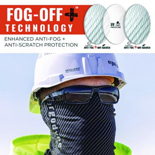 ergodyne Skullerz ODIN Anti-Scratch Enhanced Anti-Fog Safety Glasses, Matte Black Full Frame, Smoke Dual Lens (50435)