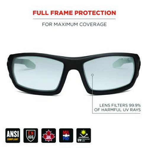 ergodyne Skullerz ODIN Anti-Scratch Enhanced Anti-Fog Safety Glasses, Matte Black Full Frame, Clear Dual I/O Lens (50485)