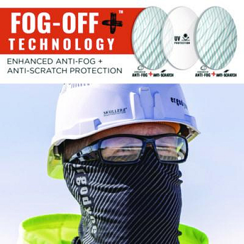 ergodyne Skullerz ODIN Anti-Scratch Enhanced Anti-Fog Safety Glasses, Matte Black Full Frame, Clear Dual I/O Lens (50485)
