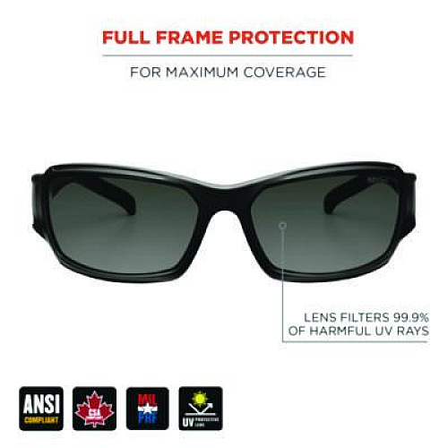 ergodyne Skullerz THOR Anti-Scratch Enhanced Anti-Fog Safety Glasses, Matte Black Full Frame, Smoke Dual Lens (51035)