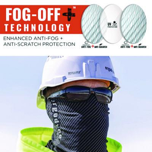 ergodyne Skullerz THOR Anti-Scratch Enhanced Anti-Fog Safety Glasses, Matte Black Full Frame, Smoke Dual Lens (51035)