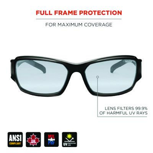 ergodyne Skullerz THOR Anti-Scratch Enhanced Anti-Fog Safety Glasses, Matte Black Full Frame, Clear Dual I/O Lens (51085)