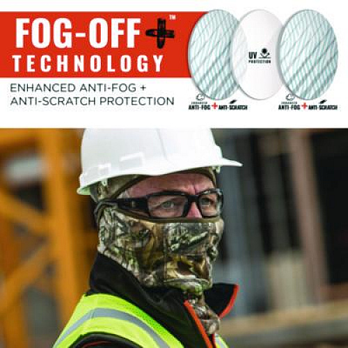ergodyne Skullerz THOR Anti-Scratch Enhanced Anti-Fog Safety Glasses, Matte Black Full Frame, Clear Dual I/O Lens (51085)