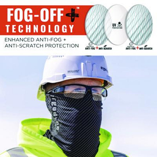 ergodyne Skullerz DAGR Anti-Scratch Enhanced Anti-Fog Safety Glasses, Matte Black Half Frame, Clear Dual Lens (52005)