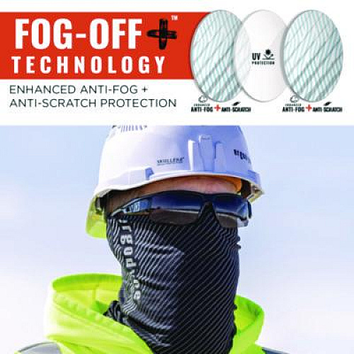 ergodyne Skullerz DAGR Anti-Scratch Enhanced Anti-Fog Safety Glasses, Matte Black Half Frame, Smoke Dual Lens (52035)