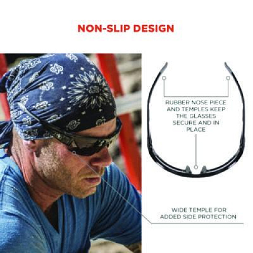 ergodyne Skullerz DAGR Anti-Scratch Enhanced Anti-Fog Safety Glasses, Matte Black Half Frame, Smoke Dual Lens (52035)