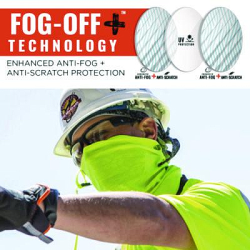 ergodyne Skullerz DAGR Anti-Scratch Enhanced Anti-Fog Safety Glasses, Matte Black Half Frame, Clear Dual I/O Lens (52085)