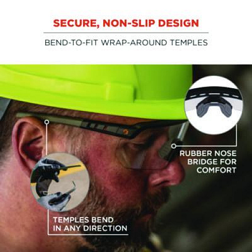 ergodyne Skullerz AEGIR Safety Glasses, Matte Black Half Frame, Clear Single Lens (55001)