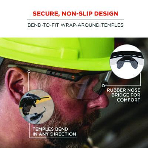 ergodyne Skullerz AEGIR Safety Glasses, Matte Black Half Frame, Clear Single I/O Lens (55003)