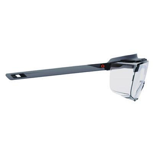ergodyne Skullerz OSMIN Anti-Scratch Enhanced Anti-Fog Safety Glasses, Matte Black Half Frame OTG, Clear Single Lens (55102)