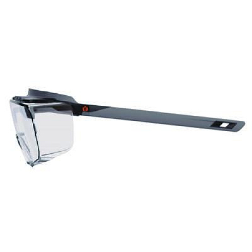ergodyne Skullerz OSMIN Anti-Scratch Enhanced Anti-Fog Safety Glasses, Matte Black Half Frame OTG, Clear Single Lens (55102)