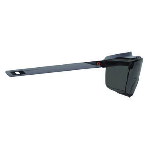 ergodyne Skullerz OSMIN Anti-Scratch Enhanced Anti-Fog Safety Glasses, Matte Black Half Frame OTG, Smoke Single Lens (55106)