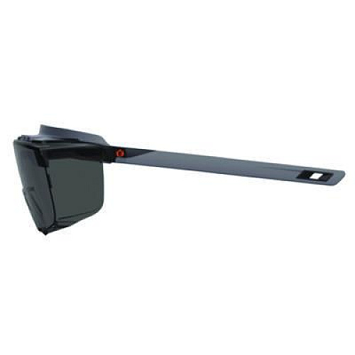 ergodyne Skullerz OSMIN Anti-Scratch Enhanced Anti-Fog Safety Glasses, Matte Black Half Frame OTG, Smoke Single Lens (55106)