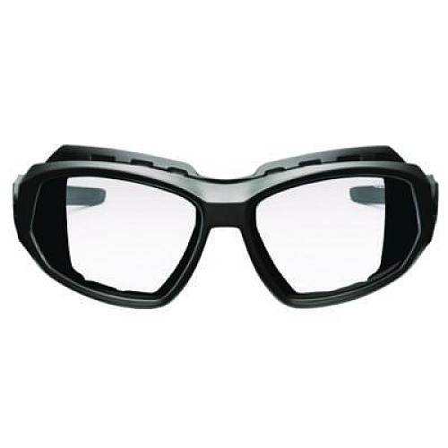 ergodyne Skullerz LOKI Anti-Scratch Enhanced Anti-Fog Convertible Safety Spoggles with Strap, Matte Black Half Frame, Clear Dual Lens (56005)