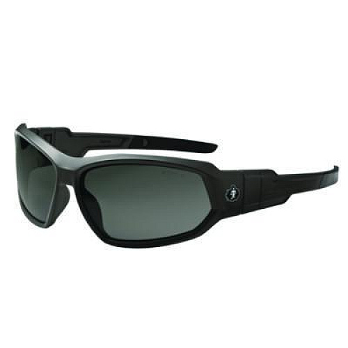 ergodyne Skullerz LOKI Anti-Scratch Enhanced Anti-Fog Convertible Safety Spoggles with Strap, Matte Black Half Frame, Smoke Dual Lens (56035)