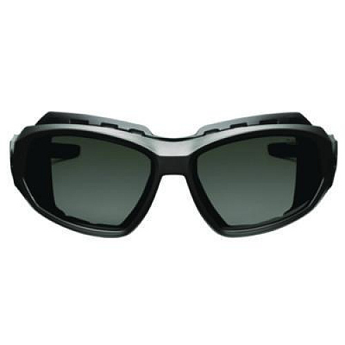 ergodyne Skullerz LOKI Anti-Scratch Enhanced Anti-Fog Convertible Safety Spoggles with Strap, Matte Black Half Frame, Smoke Dual Lens (56035)