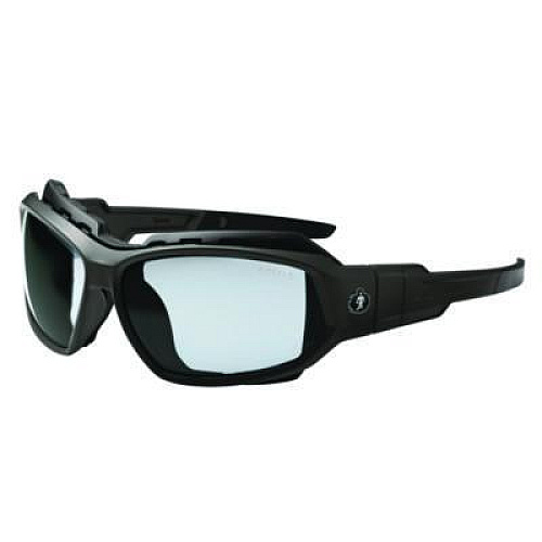 ergodyne Skullerz LOKI Anti-Scratch Enhanced Anti-Fog Convertible Safety Spoggles, Matte Black Half Frame, Clear Dual I/O Lens (56085)